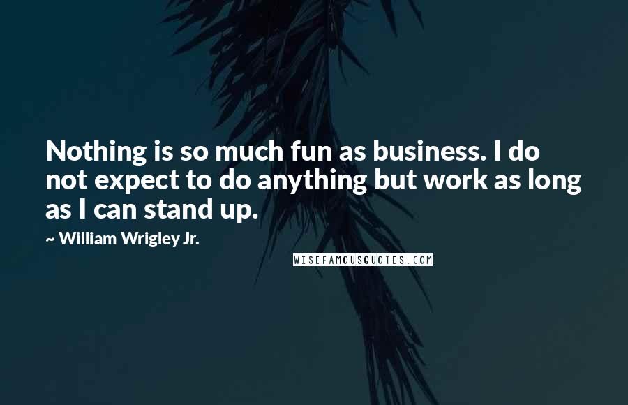 William Wrigley Jr. Quotes: Nothing is so much fun as business. I do not expect to do anything but work as long as I can stand up.