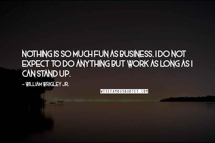 William Wrigley Jr. Quotes: Nothing is so much fun as business. I do not expect to do anything but work as long as I can stand up.