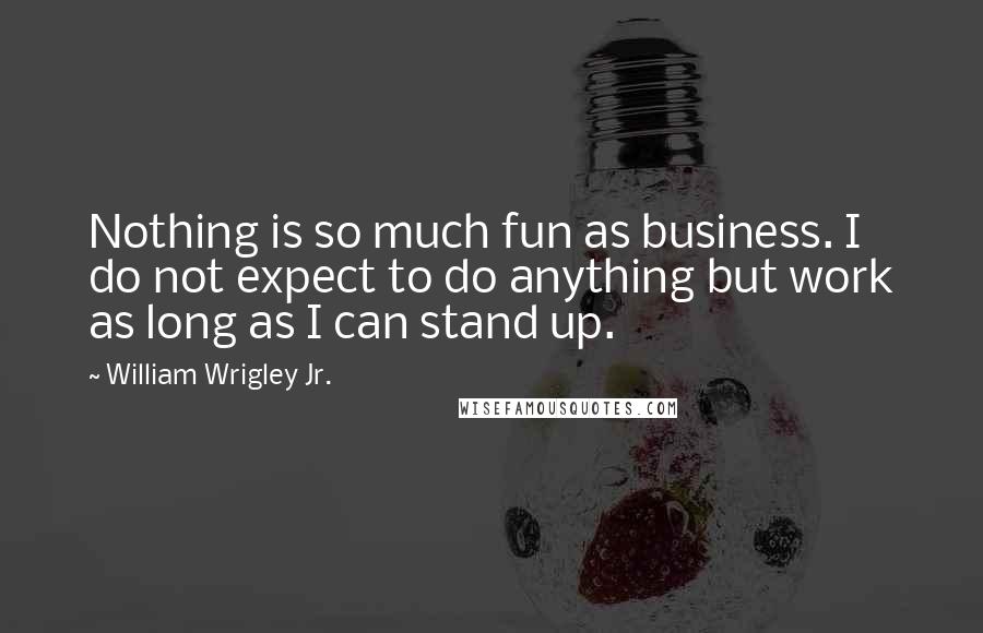 William Wrigley Jr. Quotes: Nothing is so much fun as business. I do not expect to do anything but work as long as I can stand up.