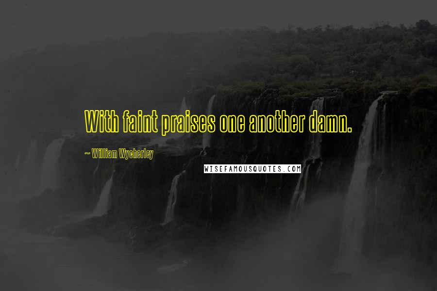 William Wycherley Quotes: With faint praises one another damn.