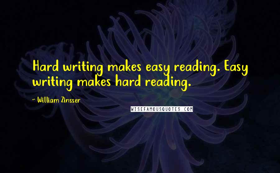 William Zinsser Quotes: Hard writing makes easy reading. Easy writing makes hard reading.