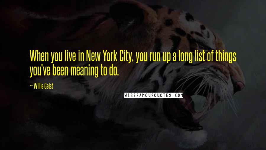 Willie Geist Quotes: When you live in New York City, you run up a long list of things you've been meaning to do.