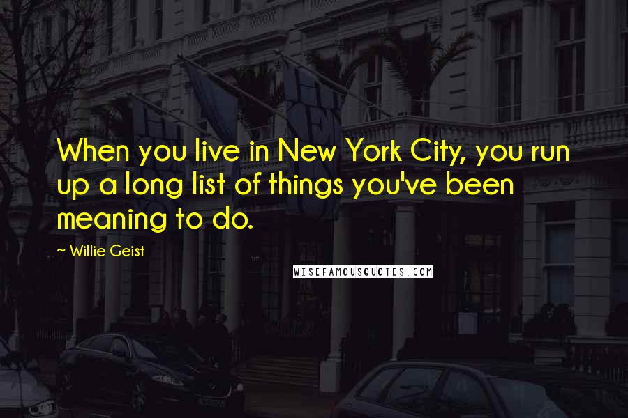 Willie Geist Quotes: When you live in New York City, you run up a long list of things you've been meaning to do.