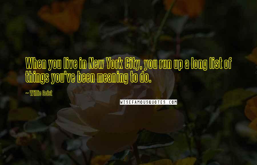 Willie Geist Quotes: When you live in New York City, you run up a long list of things you've been meaning to do.