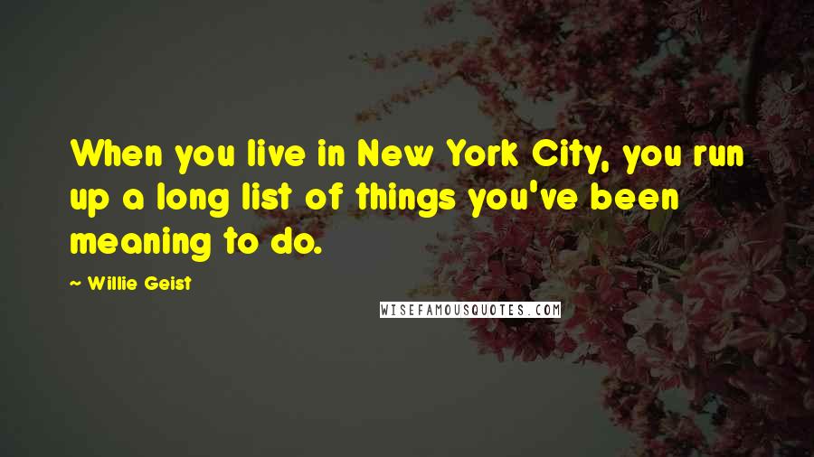 Willie Geist Quotes: When you live in New York City, you run up a long list of things you've been meaning to do.