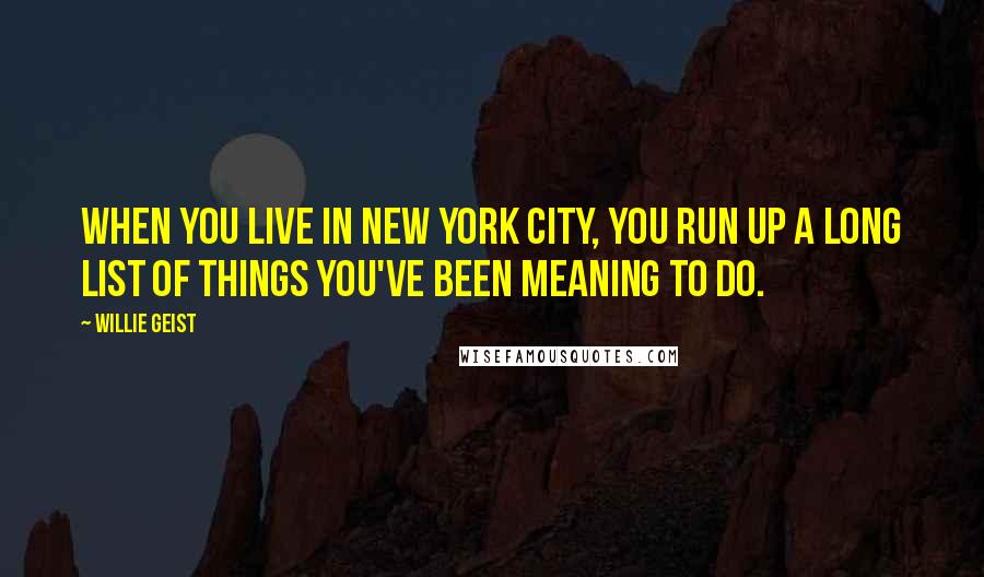 Willie Geist Quotes: When you live in New York City, you run up a long list of things you've been meaning to do.