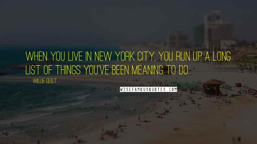 Willie Geist Quotes: When you live in New York City, you run up a long list of things you've been meaning to do.