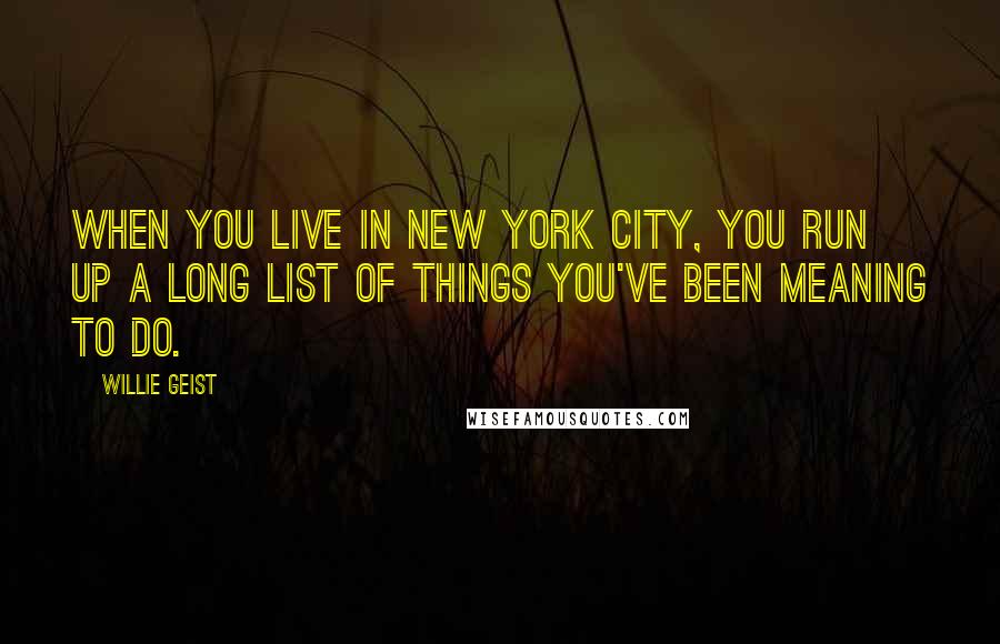 Willie Geist Quotes: When you live in New York City, you run up a long list of things you've been meaning to do.