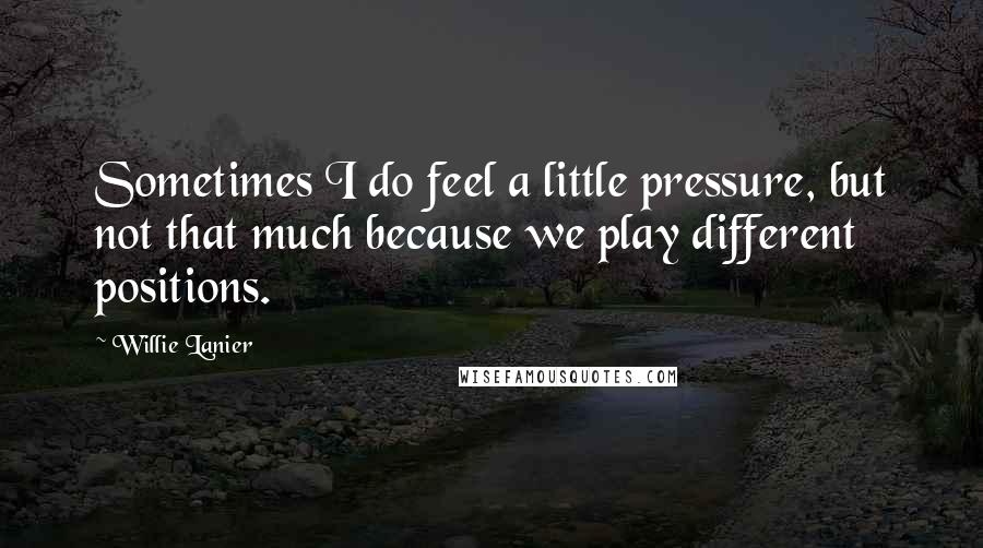 Willie Lanier Quotes: Sometimes I do feel a little pressure, but not that much because we play different positions.