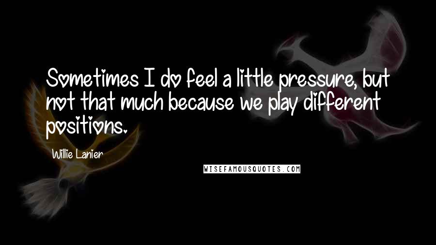 Willie Lanier Quotes: Sometimes I do feel a little pressure, but not that much because we play different positions.