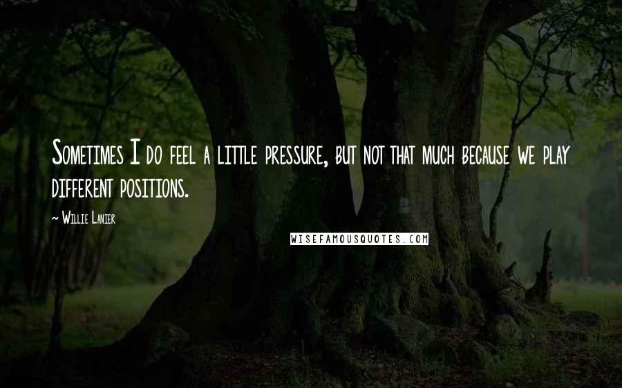 Willie Lanier Quotes: Sometimes I do feel a little pressure, but not that much because we play different positions.