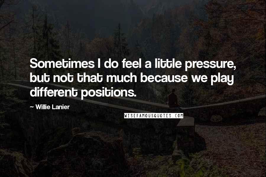 Willie Lanier Quotes: Sometimes I do feel a little pressure, but not that much because we play different positions.