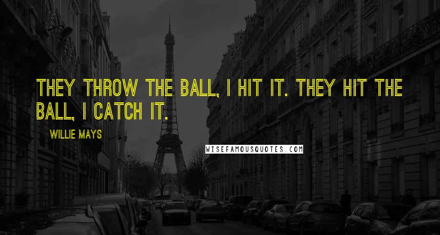 Willie Mays Quotes: They throw the ball, I hit it. They hit the ball, I catch it.