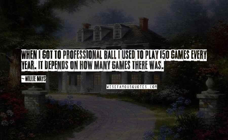 Willie Mays Quotes: When I got to professional ball I used to play 150 games every year. It depends on how many games there was.