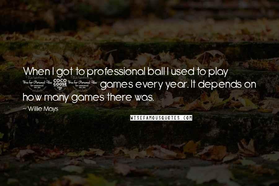 Willie Mays Quotes: When I got to professional ball I used to play 150 games every year. It depends on how many games there was.