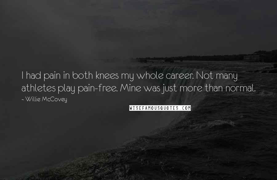 Willie McCovey Quotes: I had pain in both knees my whole career. Not many athletes play pain-free. Mine was just more than normal.