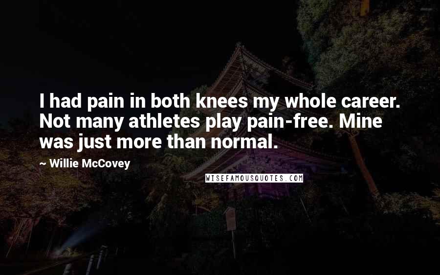 Willie McCovey Quotes: I had pain in both knees my whole career. Not many athletes play pain-free. Mine was just more than normal.