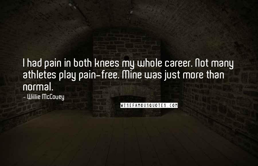 Willie McCovey Quotes: I had pain in both knees my whole career. Not many athletes play pain-free. Mine was just more than normal.