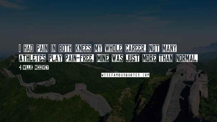Willie McCovey Quotes: I had pain in both knees my whole career. Not many athletes play pain-free. Mine was just more than normal.