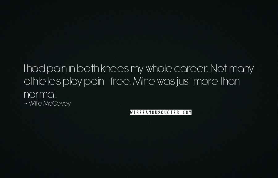 Willie McCovey Quotes: I had pain in both knees my whole career. Not many athletes play pain-free. Mine was just more than normal.