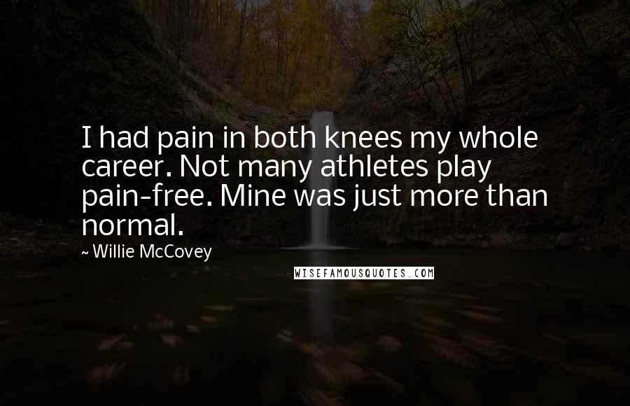 Willie McCovey Quotes: I had pain in both knees my whole career. Not many athletes play pain-free. Mine was just more than normal.