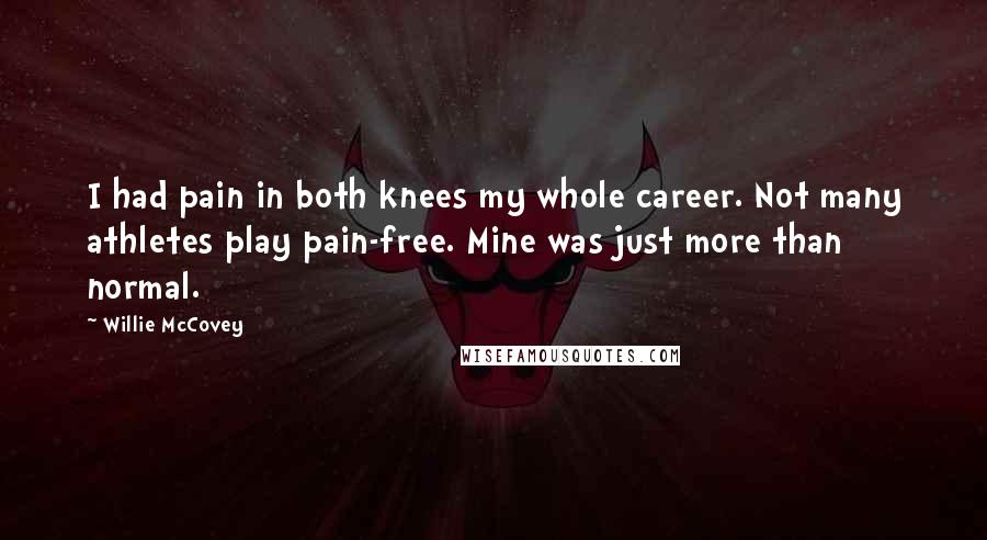 Willie McCovey Quotes: I had pain in both knees my whole career. Not many athletes play pain-free. Mine was just more than normal.