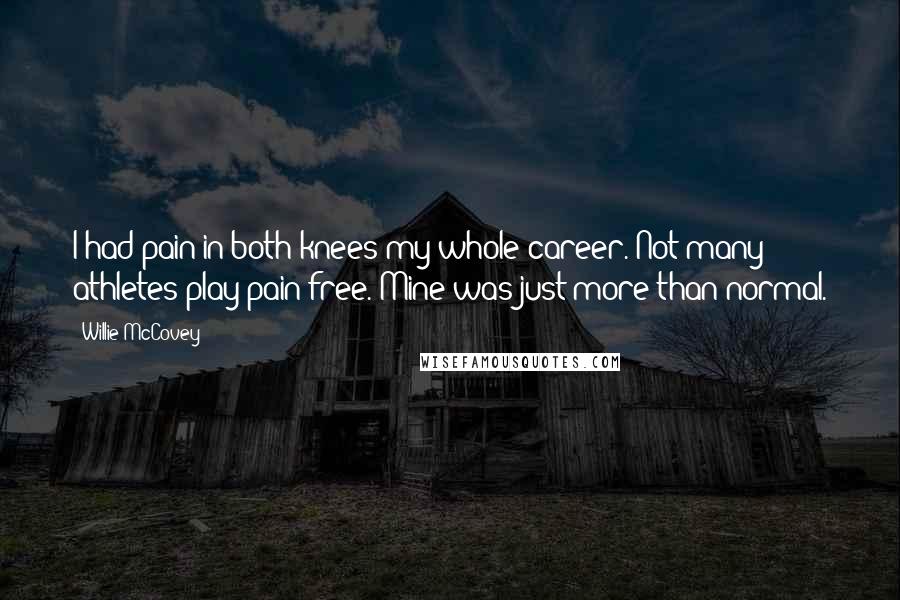 Willie McCovey Quotes: I had pain in both knees my whole career. Not many athletes play pain-free. Mine was just more than normal.
