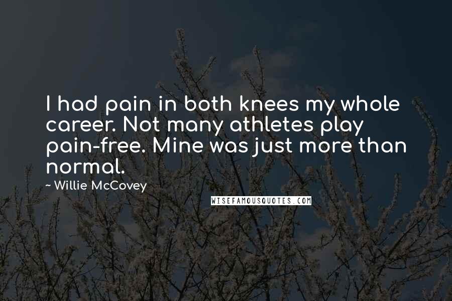 Willie McCovey Quotes: I had pain in both knees my whole career. Not many athletes play pain-free. Mine was just more than normal.