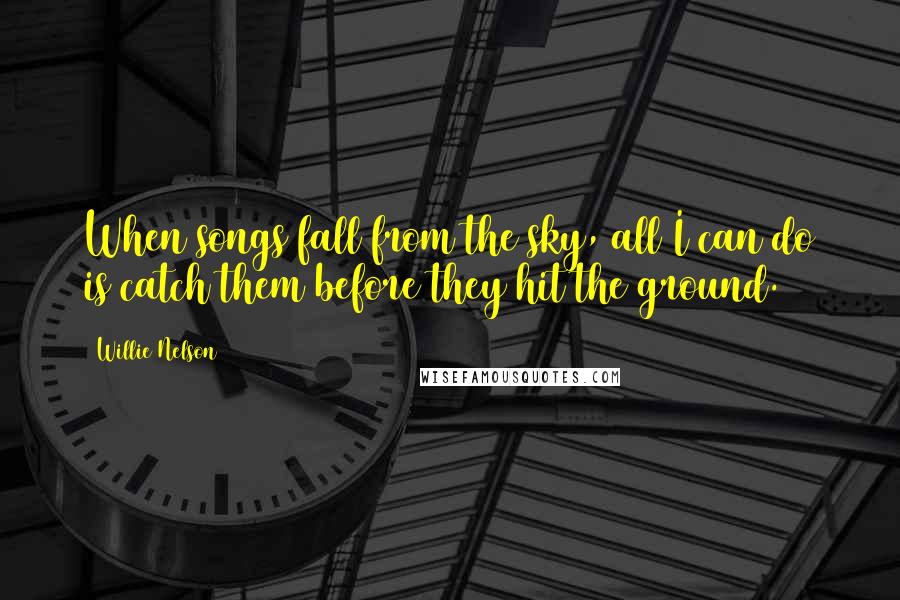 Willie Nelson Quotes: When songs fall from the sky, all I can do is catch them before they hit the ground.