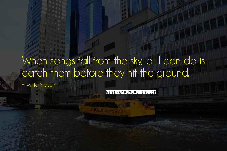 Willie Nelson Quotes: When songs fall from the sky, all I can do is catch them before they hit the ground.