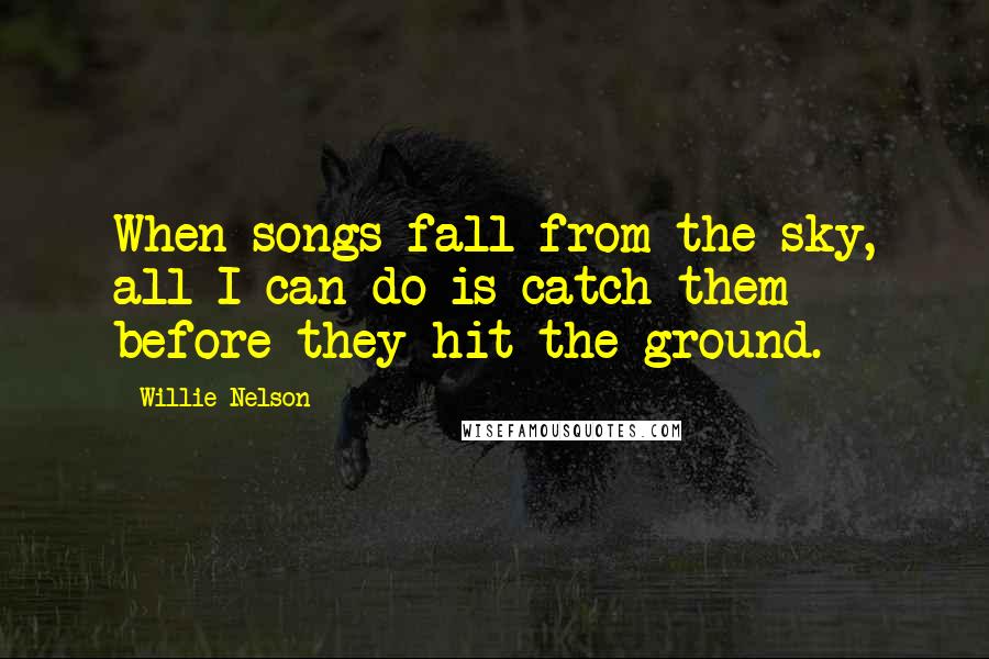 Willie Nelson Quotes: When songs fall from the sky, all I can do is catch them before they hit the ground.