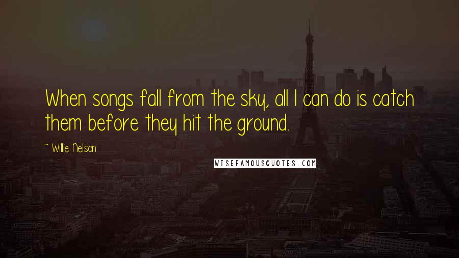 Willie Nelson Quotes: When songs fall from the sky, all I can do is catch them before they hit the ground.