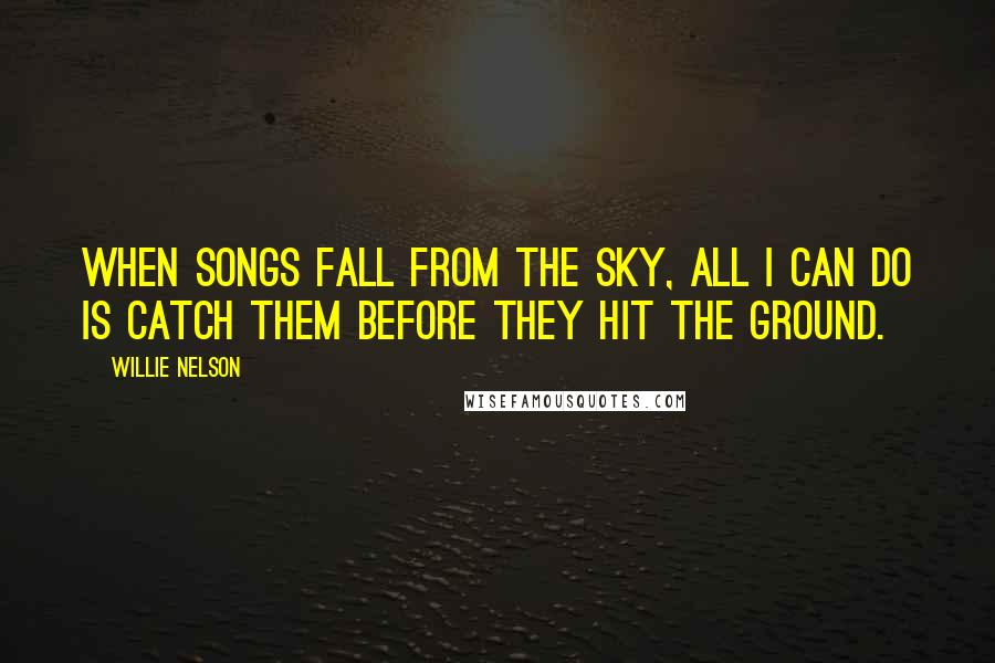 Willie Nelson Quotes: When songs fall from the sky, all I can do is catch them before they hit the ground.