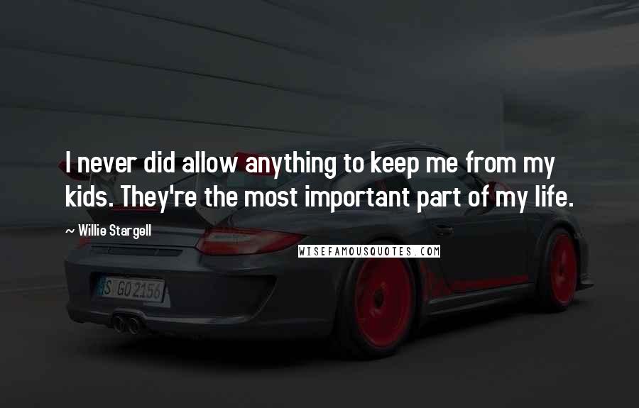 Willie Stargell Quotes: I never did allow anything to keep me from my kids. They're the most important part of my life.