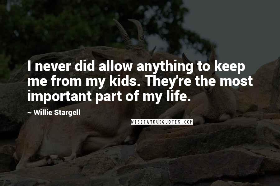 Willie Stargell Quotes: I never did allow anything to keep me from my kids. They're the most important part of my life.