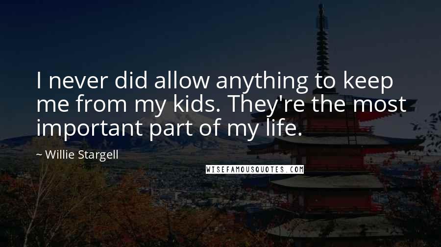 Willie Stargell Quotes: I never did allow anything to keep me from my kids. They're the most important part of my life.