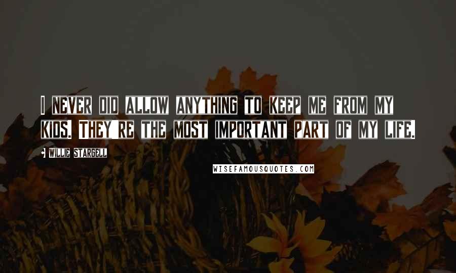 Willie Stargell Quotes: I never did allow anything to keep me from my kids. They're the most important part of my life.