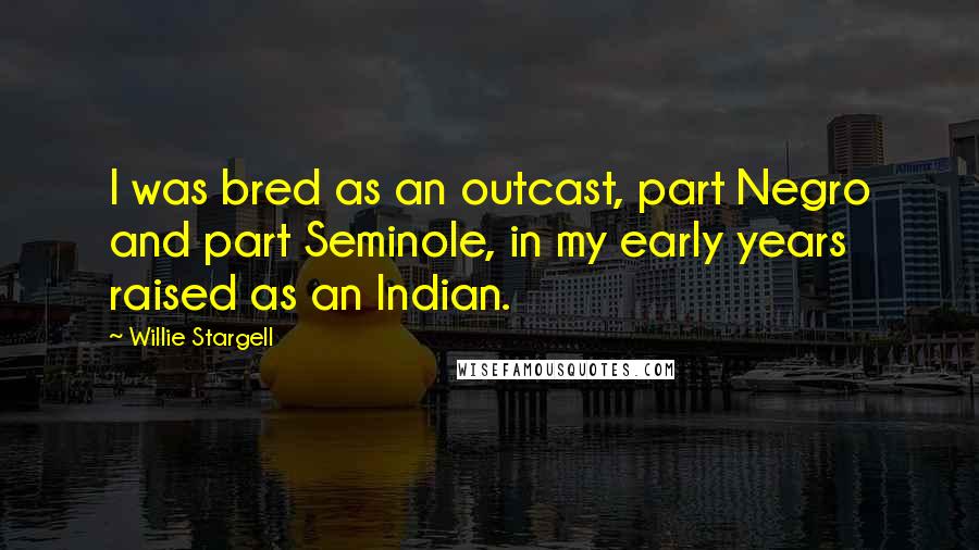Willie Stargell Quotes: I was bred as an outcast, part Negro and part Seminole, in my early years raised as an Indian.