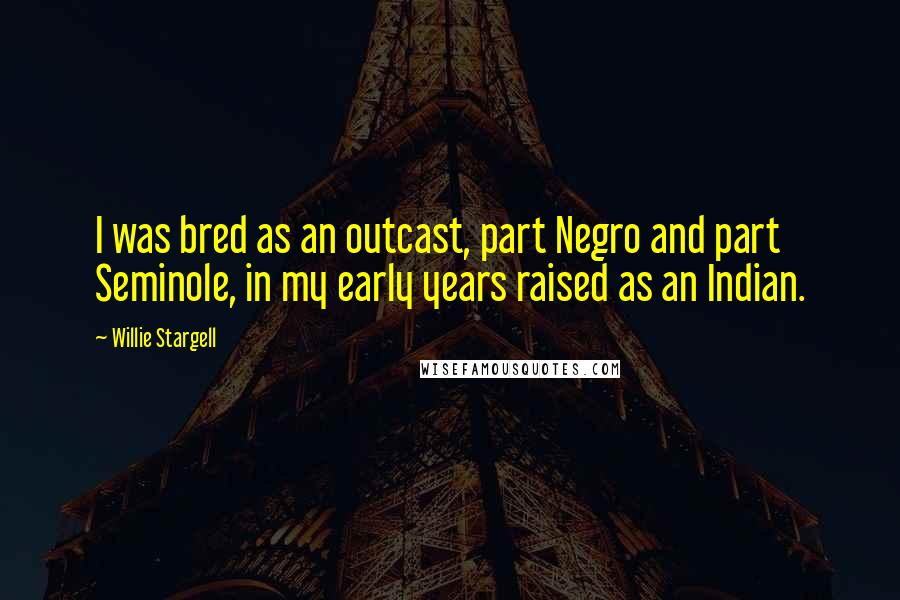 Willie Stargell Quotes: I was bred as an outcast, part Negro and part Seminole, in my early years raised as an Indian.