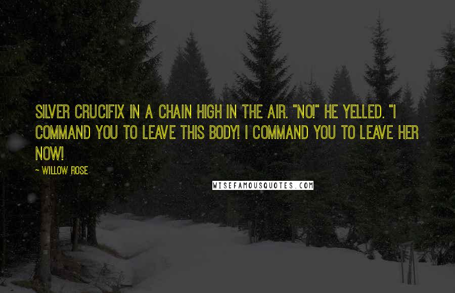 Willow Rose Quotes: silver crucifix in a chain high in the air. "NO!" he yelled. "I command you to leave this body! I command you to leave her now!