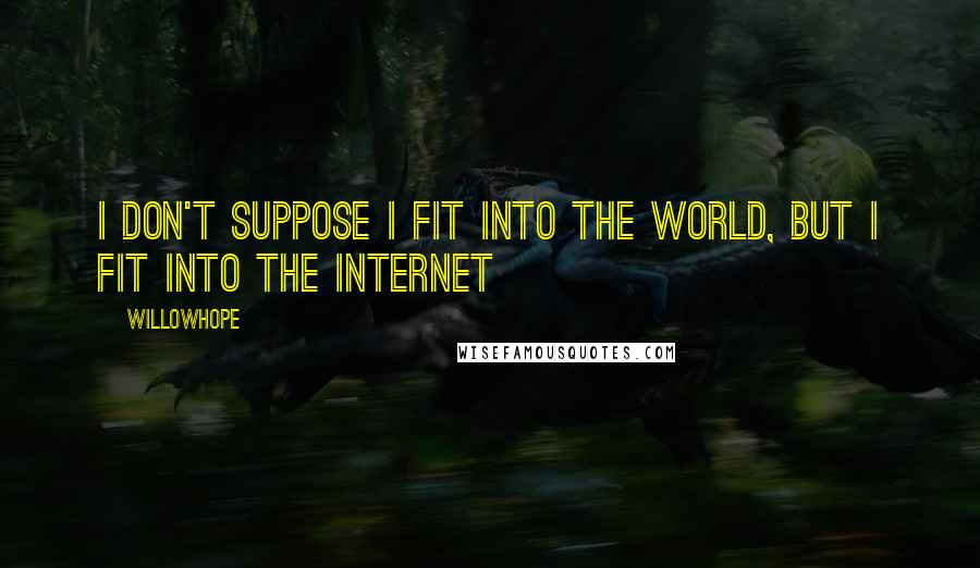 WillowHope Quotes: I don't suppose I fit into the world, but I fit into the internet