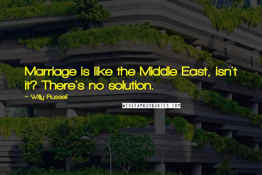 Willy Russell Quotes: Marriage is like the Middle East, isn't it? There's no solution.