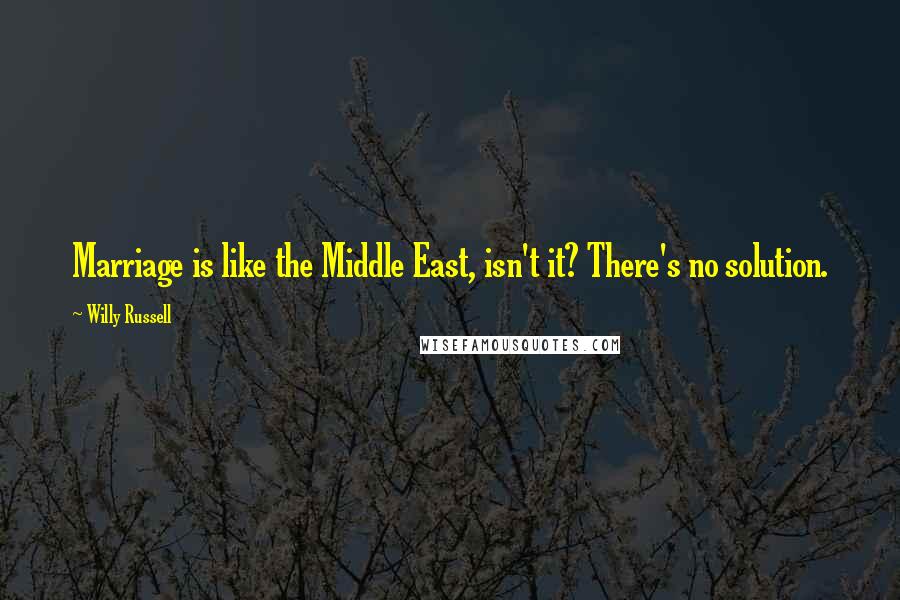 Willy Russell Quotes: Marriage is like the Middle East, isn't it? There's no solution.