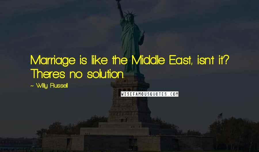 Willy Russell Quotes: Marriage is like the Middle East, isn't it? There's no solution.