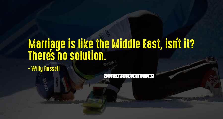 Willy Russell Quotes: Marriage is like the Middle East, isn't it? There's no solution.