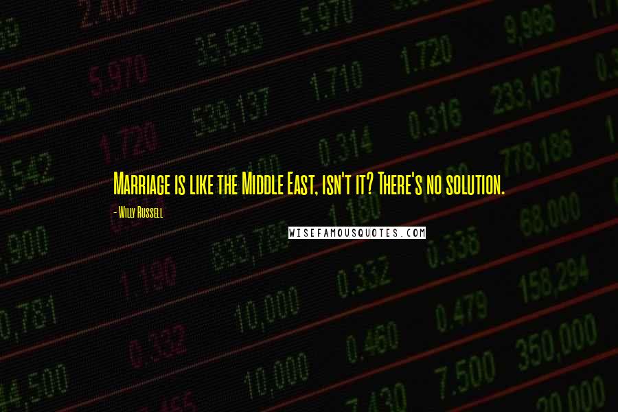 Willy Russell Quotes: Marriage is like the Middle East, isn't it? There's no solution.