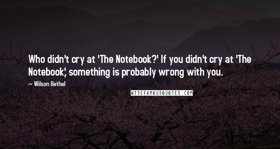 Wilson Bethel Quotes: Who didn't cry at 'The Notebook?' If you didn't cry at 'The Notebook,' something is probably wrong with you.