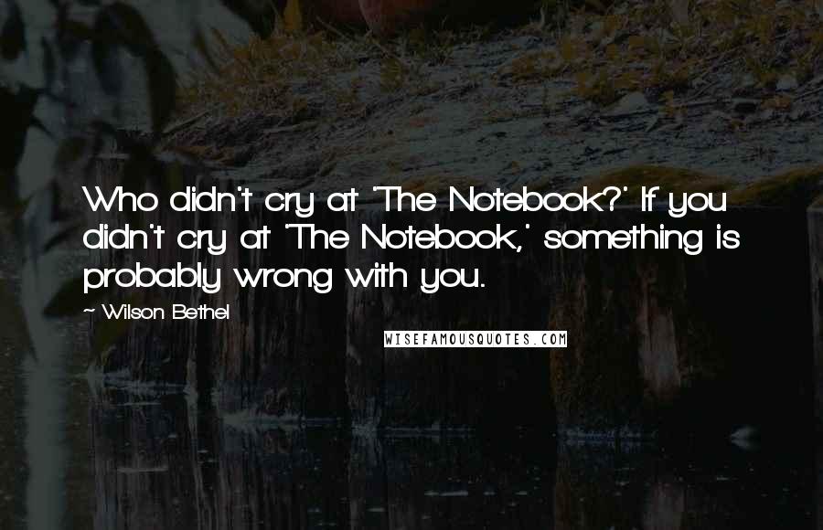 Wilson Bethel Quotes: Who didn't cry at 'The Notebook?' If you didn't cry at 'The Notebook,' something is probably wrong with you.