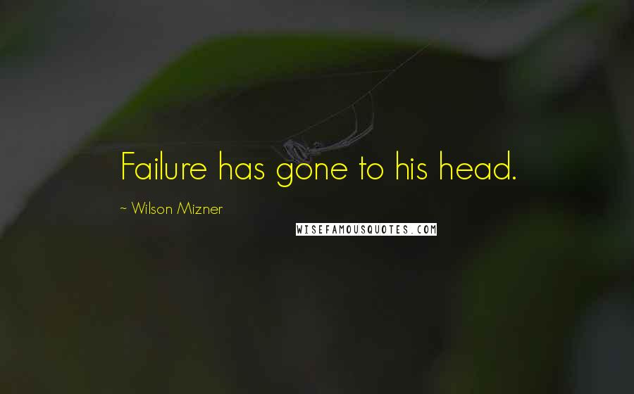 Wilson Mizner Quotes: Failure has gone to his head.