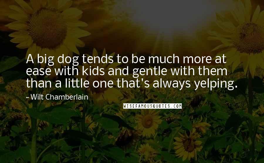 Wilt Chamberlain Quotes: A big dog tends to be much more at ease with kids and gentle with them than a little one that's always yelping.